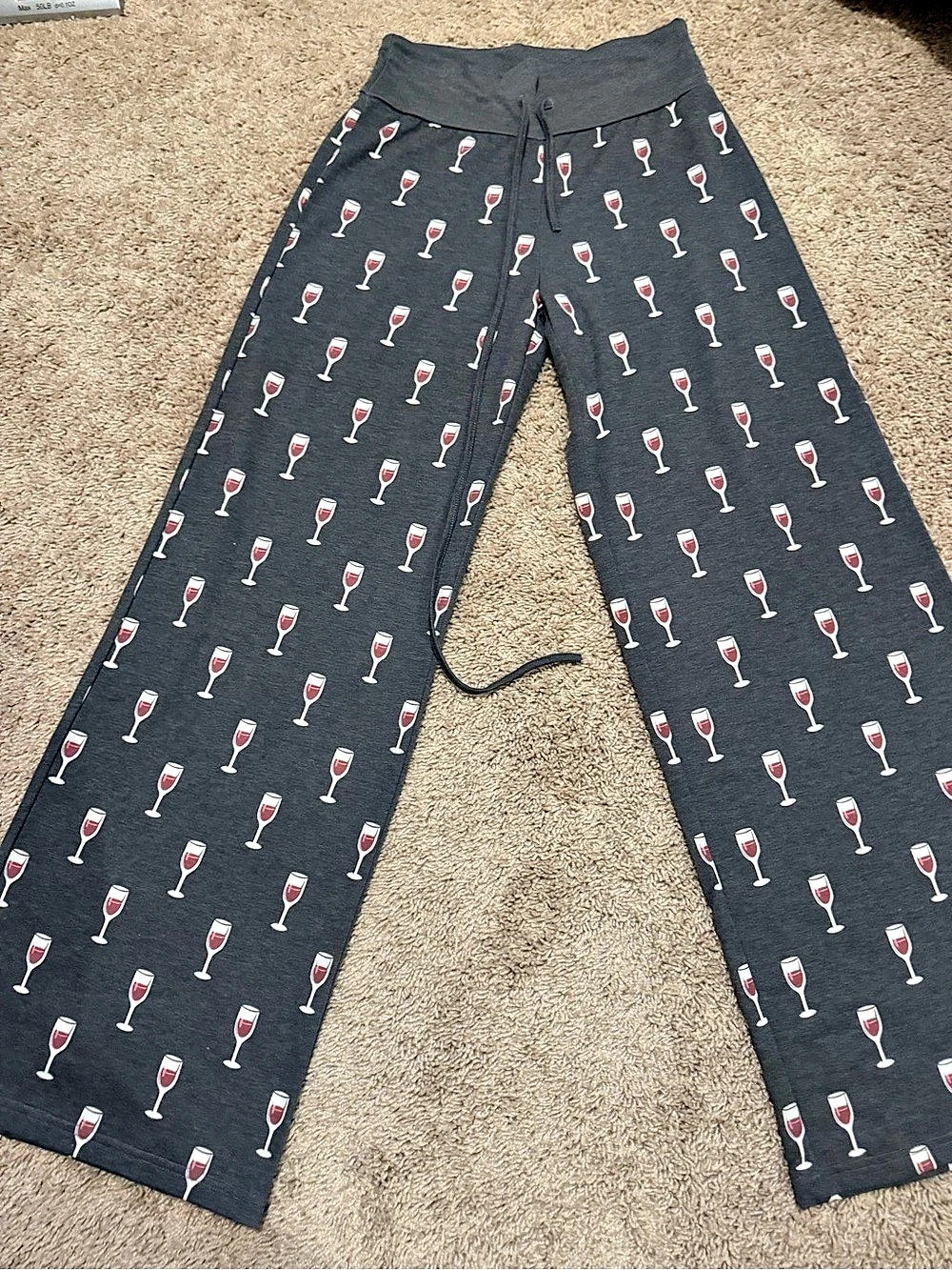 Jordana Wine Glass Print Wide-Leg Pants Size Large Like New